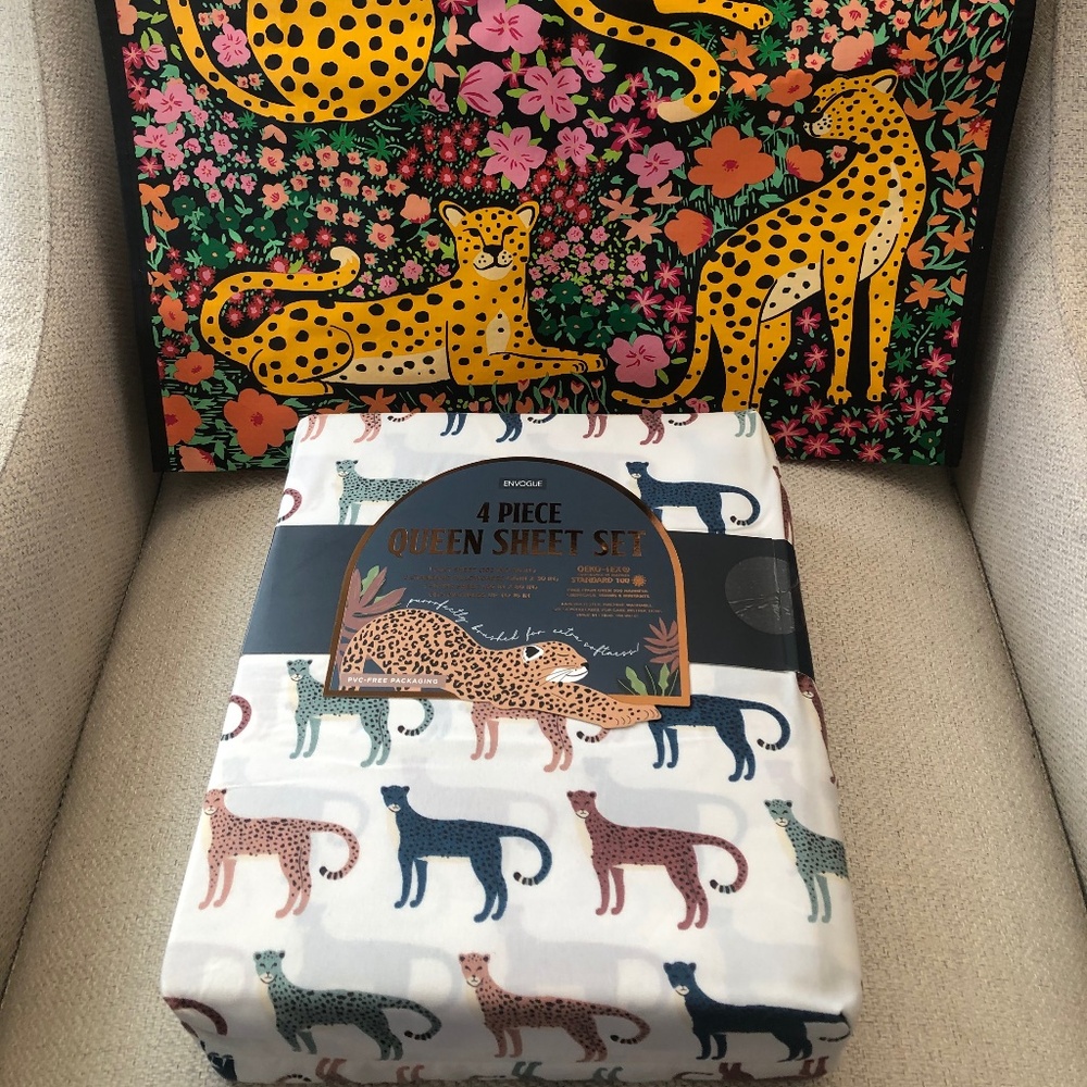 Nwt Envogue Cheetah Queen Sheet Set!